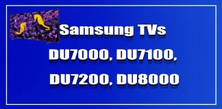 Samsung TV’er: DU7000, DU7100, DU7200, DU8000, DU8500, DU9000 og deres variationer i Europa